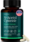 Vegan Liver Detox & Cleanse - NAC Supplement N-Acetyl Cysteine 600mg with Quercetin, Milk Thistle, Molybdenum & Selenium, N-Acetyl-Cysteine Capsules for Immune Support, Respiratory & Brain Health