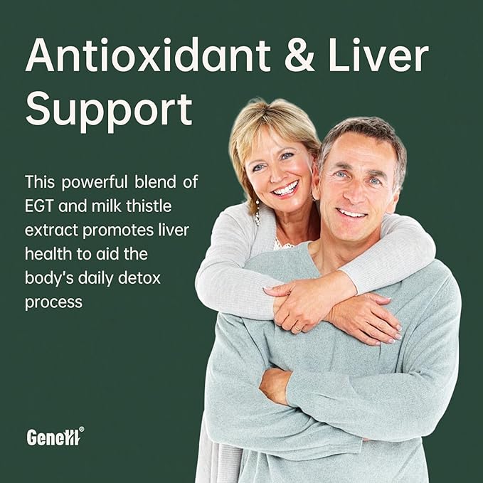 Clinically Studied L-Ergothioneine + Milk Thistle Supplement – Advanced Cellular and Liver Health Support – 30mg 99.99% Ultra-Pure Ergothioneine – Vegan, Non-GMO, 120 Count