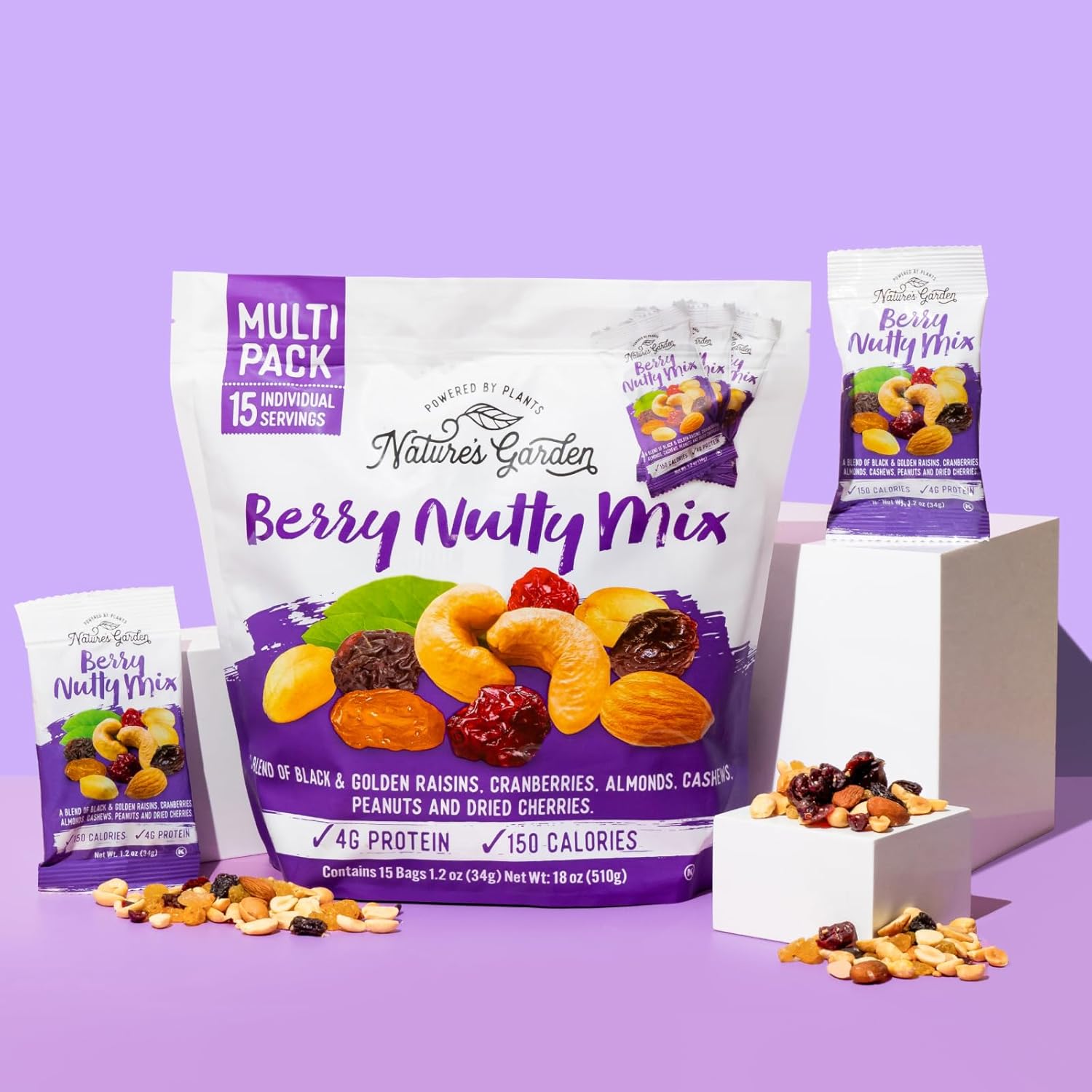 Natures Garden Berry Nutty Mix, Single Serve Bags - 18 Ounce (1.2 Ounce x 15 count)