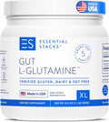 Essential Stacks Gut L-Glutamine Powder - Exclusively Made in USA - Pure L Glutamine Powder for Gut Health (100 Servings, Unflavored)