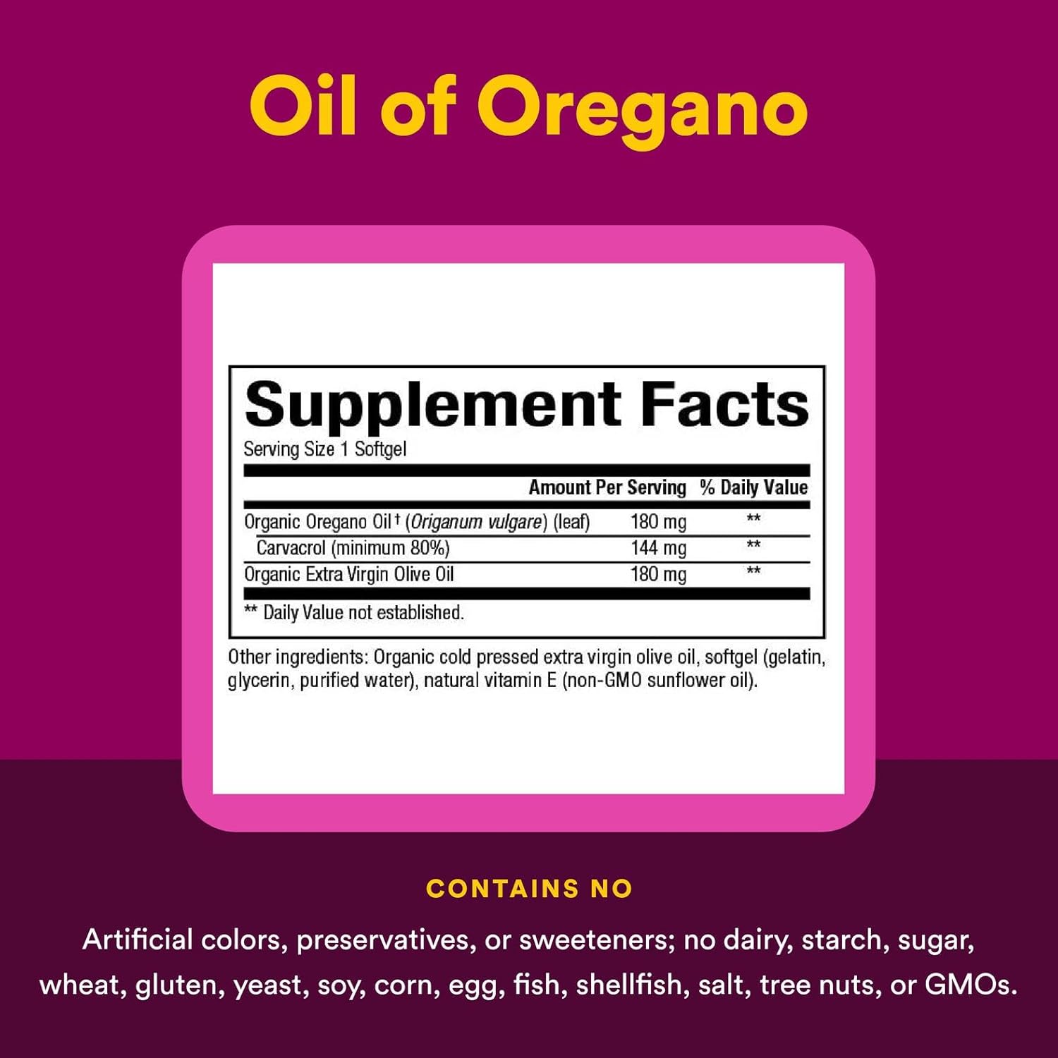 Natural Factors Oil of Oregano 180 mg, Helps Maintain Good Health with Extra Virgin Olive Oil, 60 Softgels