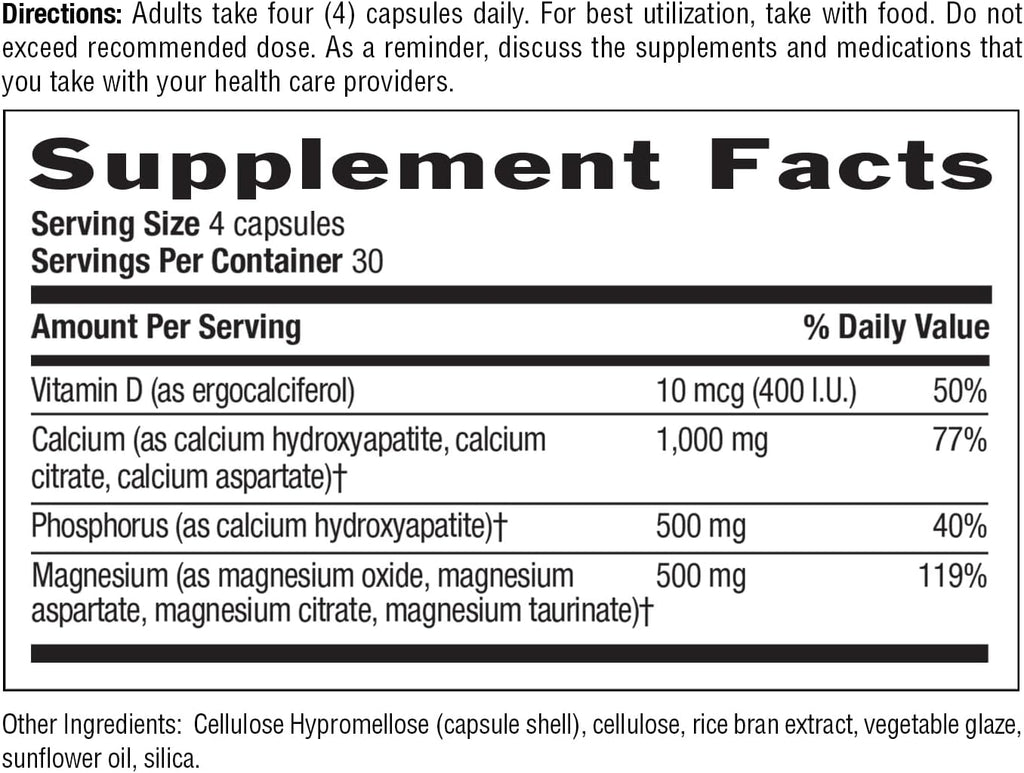 Country Life Target-Mins Calcium Magnesium with Vitamin D-Complex, 1000mg/500mg/10mcg, 120 Vegan Capsules, Certified Gluten Free, Certified Vegan, Verified Non-GMO Verified