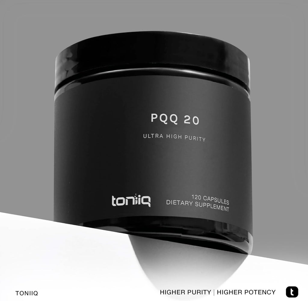 Toniiq 99%+ 20mg Supplement - Ultra High Purity PQQ 20mg Concentrated Formula - PQQ 20 mg 120 Capsules - Pyrroloquinoline Quinone Supplement - 1 Capsule Serving - Vegetarian Capsules