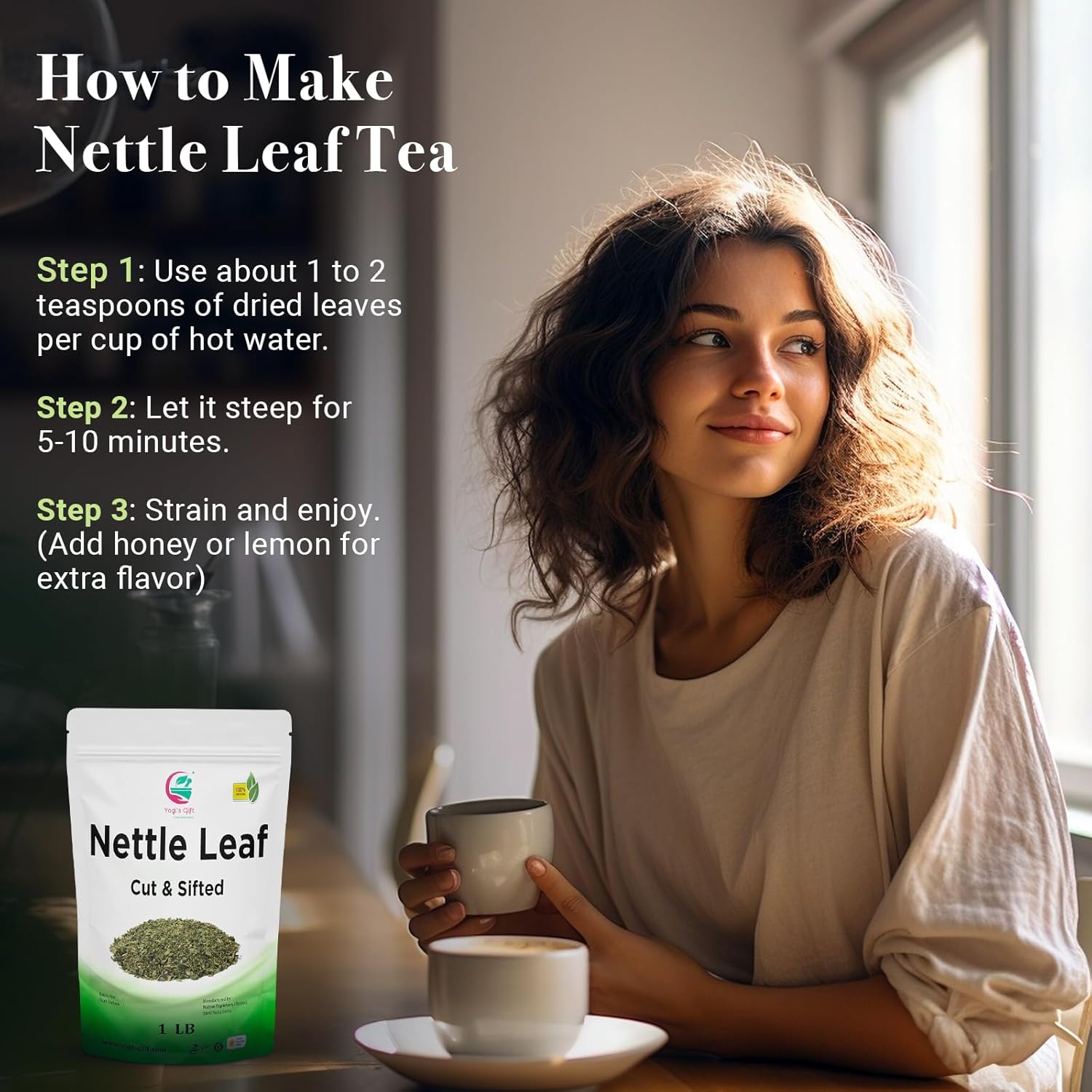 Stinging Nettle Leaves Dried 1 Lb | Cut and Sifted | Loose Nettle Herb Bulk | Non- Gmo, Ethically sourced | By Yogi's Gift®