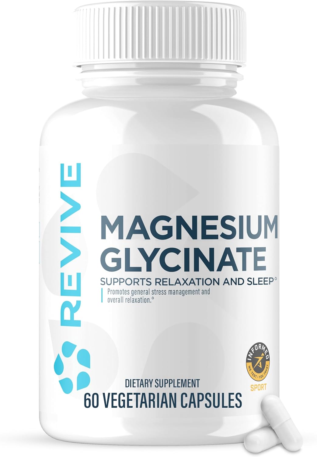 Revive Pure Magnesium Glycinate Capsules 200mg MD - High Absorption Supplement for Relaxation & Stress Relief - Organic Memory & Sleep Support Pills for Strong Bones, Normal Nerve & Muscle Function