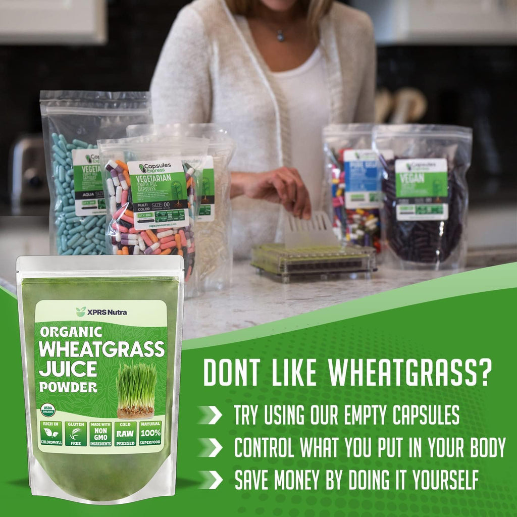 XPRS Nutra Organic Wheatgrass Juice Powder - Sustainably Grown - Instant Wheat Grass Juice Powder Made from Concentrated Juice - More Potent Than Organic Wheatgrass Powder - 8 Ounce