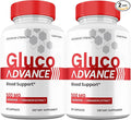 Gluco Advance Capsules, Official Premium All Natural Ingredients, Maximum Strength Pills GlucoAdvance Advanced Supplement for Men and Women Vitamins (2 Pack)