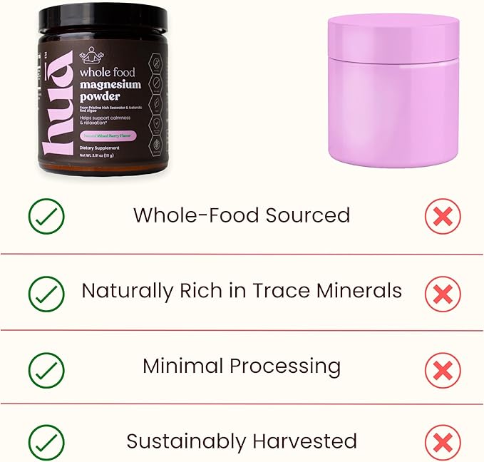 Whole Food Magnesium Powder (30 Servings) | from Ocean Sea Water & Icelandic Red Algae | Helps Sleep, Brain Function & Heart Health | Mixed Berry Flavor
