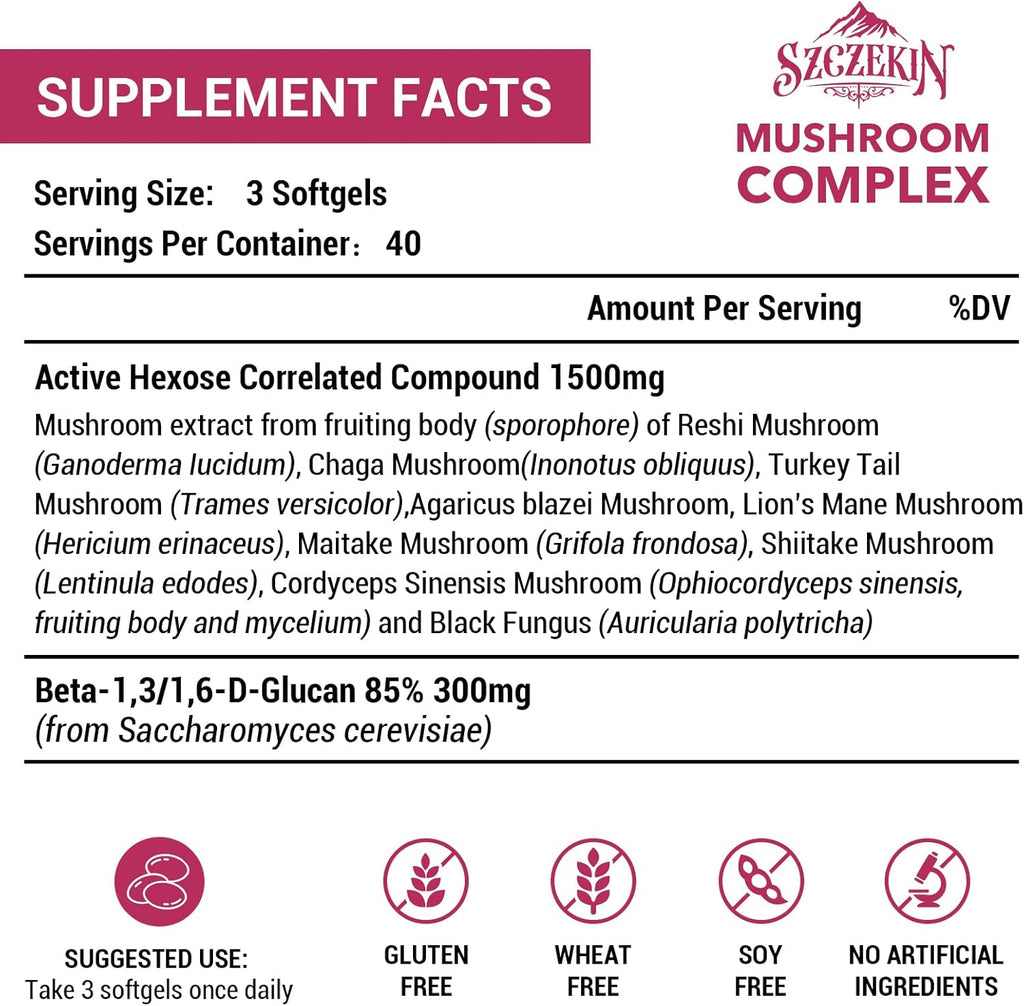1500mg Liposomal Active Hexose Correlated Supplement,120 Soft Gels Beta-Glucans with Natural Mushroom Extract, Immune System, Liver Function, Maintain T-Cell & Killer Cell Activity
