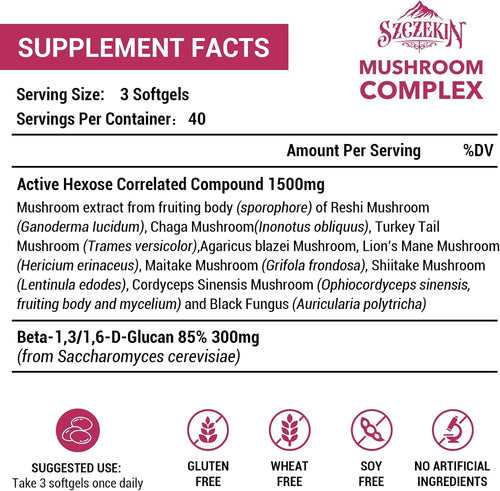 1500mg Liposomal Active Hexose Correlated Supplement,120 Soft Gels Beta-Glucans with Natural Mushroom Extract, Immune System, Liver Function, Maintain T-Cell & Killer Cell Activity