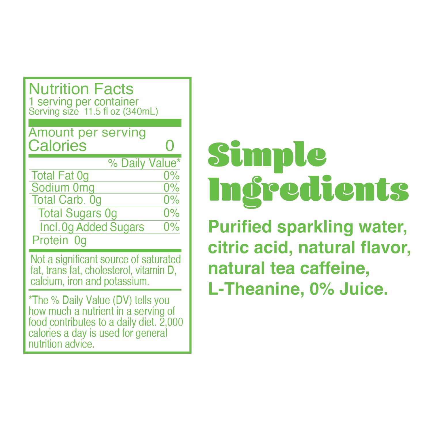 PHOCUS Caffeinated Sparkling Water, Lemon Lime, 75mg Natural Caffeine Plus L-Theanine, Zero Sugar, Zero Calories, No Artificial Sweeteners, 11.5 fl oz Cans (Pack of 12)