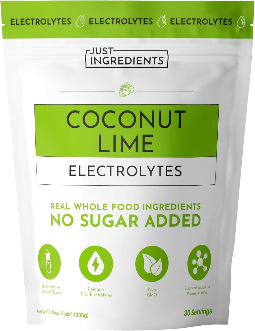 Coconut Lime Electrolytes – 30‑Serving Hydration Drink Mix with Coconut Water, Sea Salt, and Trace Minerals – Supports Hydration, Recovery, and Electrolyte Balance*