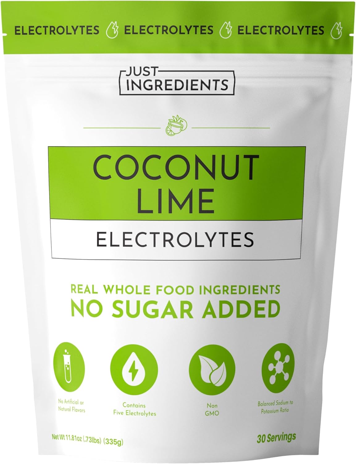 Coconut Lime Electrolytes – 30‑Serving Hydration Drink Mix with Coconut Water, Sea Salt, and Trace Minerals – Supports Hydration, Recovery, and Electrolyte Balance*