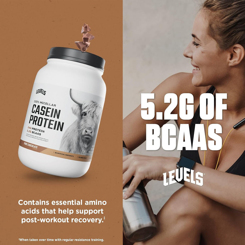 Levels 100% Micellar Casein Protein, Hormone Free, Chocolate, 2LB