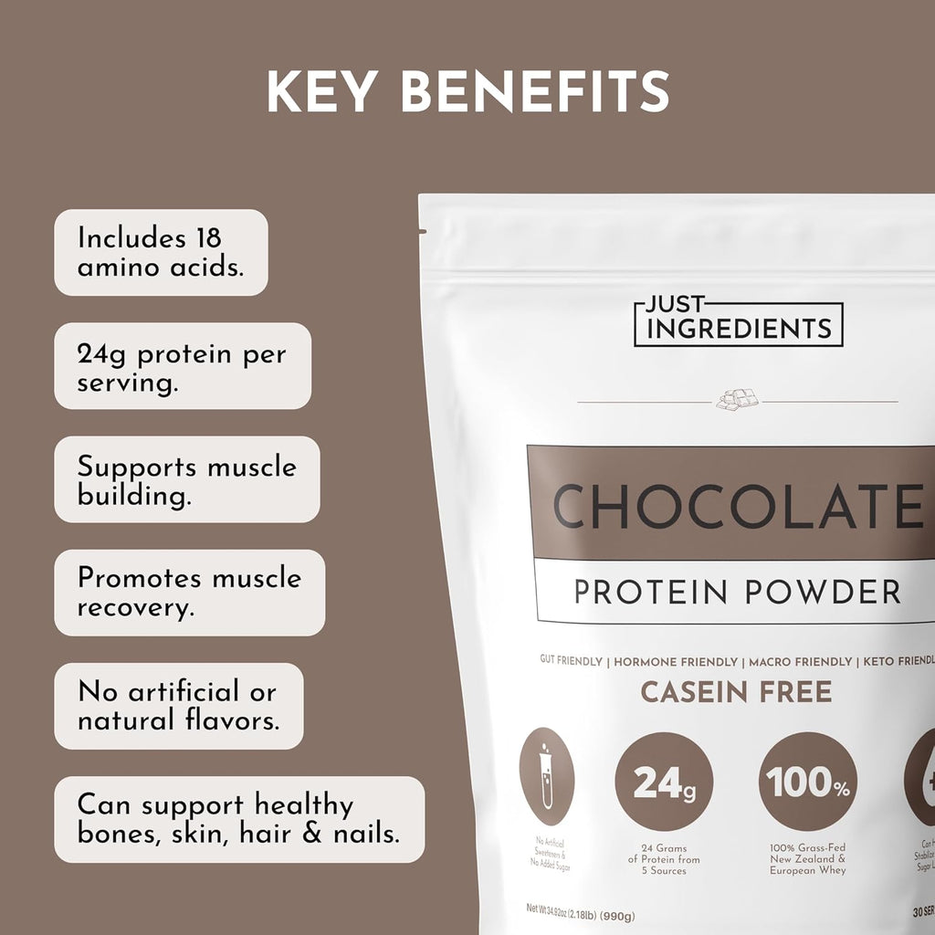 Chocolate Protein Powder – 30-Serving Blend with 100% Grass-Fed Whey & Organic Plant Proteins – Rich Cocoa Flavor – Supports Muscle Recovery, Energy & Satiety* – No Artificial Sweeteners or Fillers