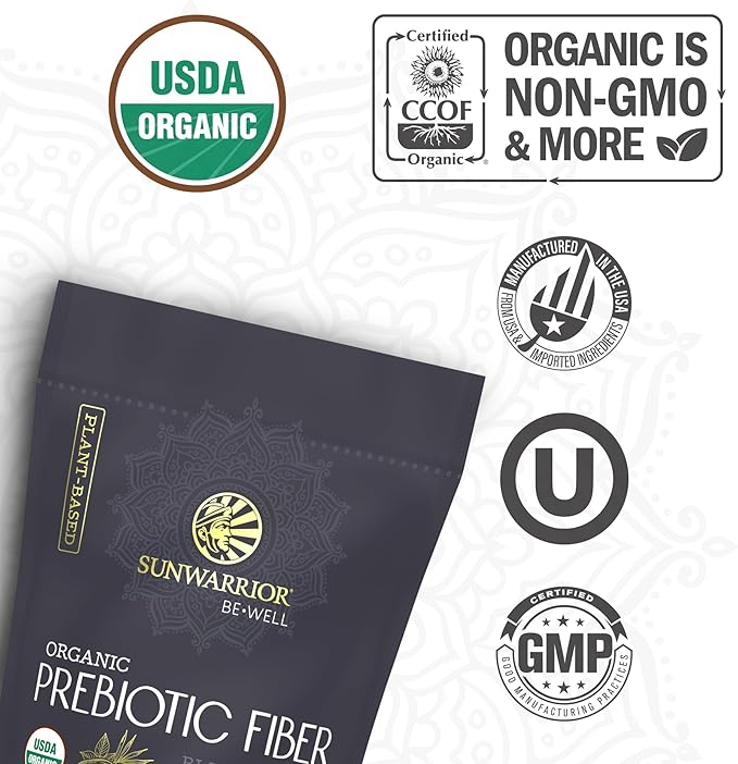 Fiber Supplement Prebiotic Organic | Vegan Fiber Supplement Plant-Powered Gut Health Booster with Pure Ingredients for Digestive Harmony | Vegan & Non-GMO | 8oz Pouch (30 SRV) Be Well by Sunwarrior