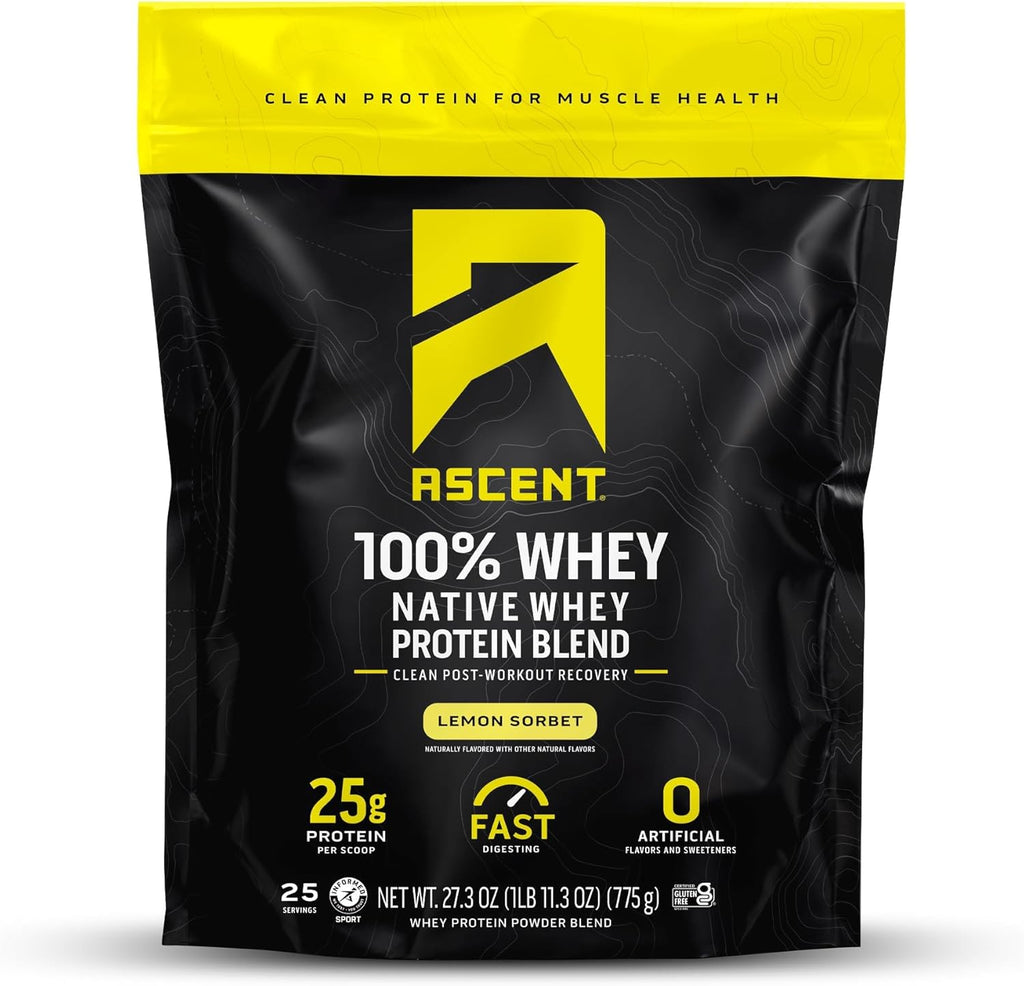 Ascent 100% Whey Protein Powder - Post Workout Whey Protein Isolate, Zero Artificial Flavors & Sweeteners, Gluten Free, 5.5g BCAA, 2.6g Leucine, Military Exclusive, Mocha Cold Brew 1.7 lb