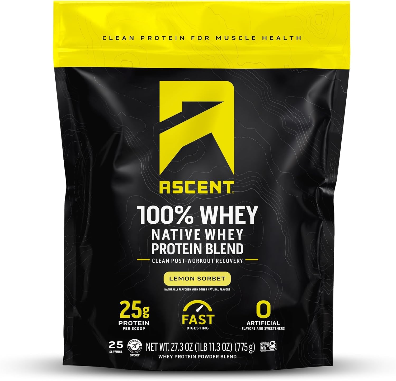 Ascent 100% Whey Protein Powder - Post Workout Whey Protein Isolate, Zero Artificial Flavors & Sweeteners, Gluten Free, 5.5g BCAA, 2.6g Leucine, Military Exclusive, Mocha Cold Brew 1.7 lb