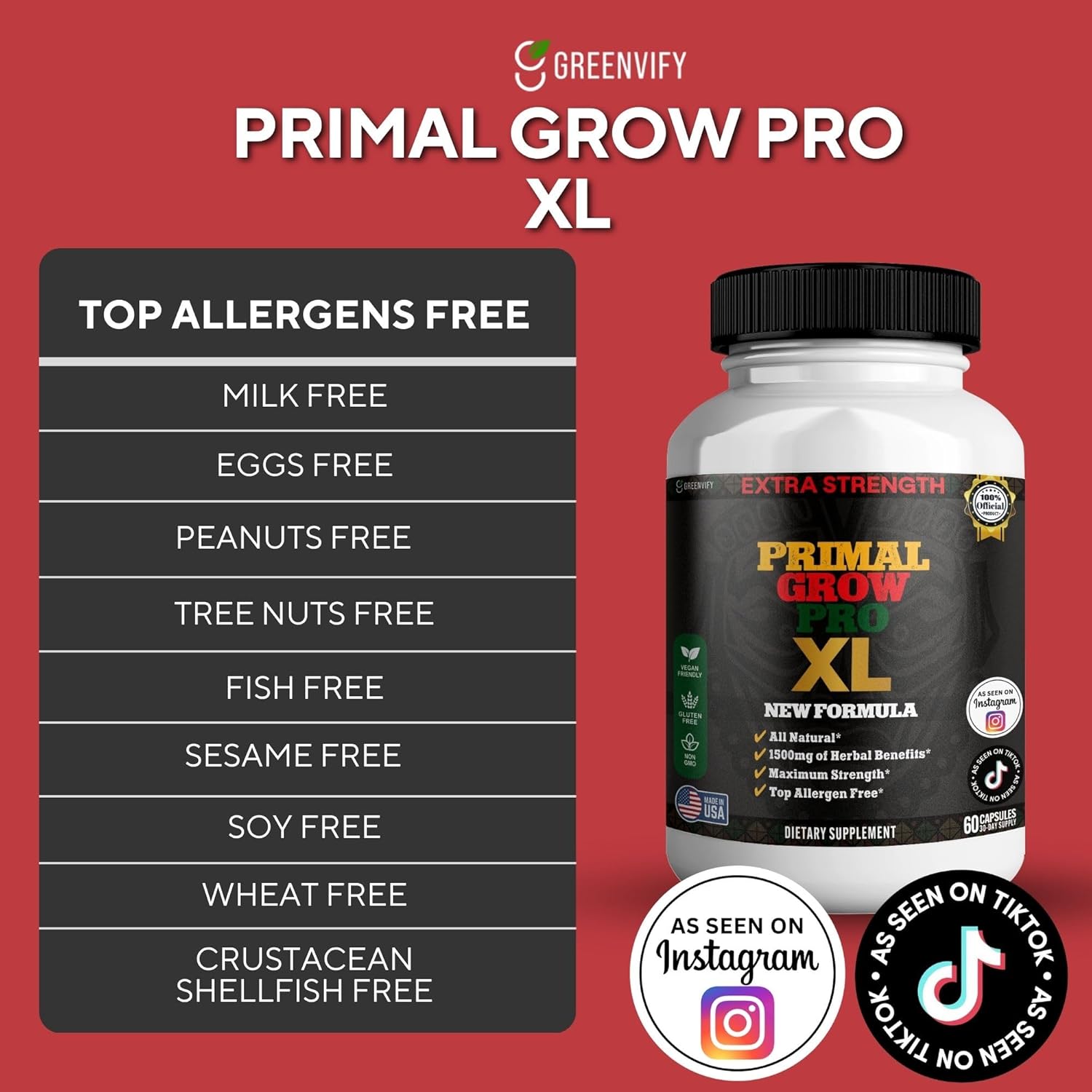 Primal Grow Pro Extra Strength Maca Root Complex, 1500mg, 60 Capsules, Vegan, Gluten Free, Non-GMO (2)