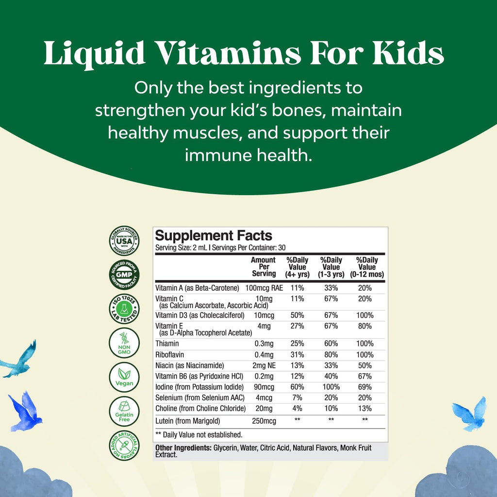 Natures Craft Liquid Multivitamin for Kids Immunity Support - Yummy Toddler Multivitamin Supplement with a C D3 E B6 and D3 Liquid Vitamins for Kids of All Ages - High Absorption (3 Pack)