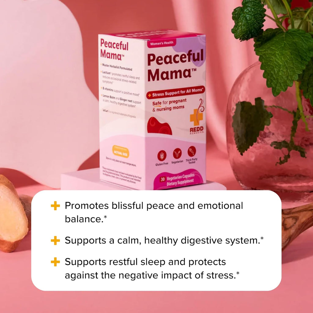 Redd Remedies, Peaceful Mama, Support a Calm and Healthy Digestive System, Lemon Balm and Ginger Root, 30 Vegetarian Capsules