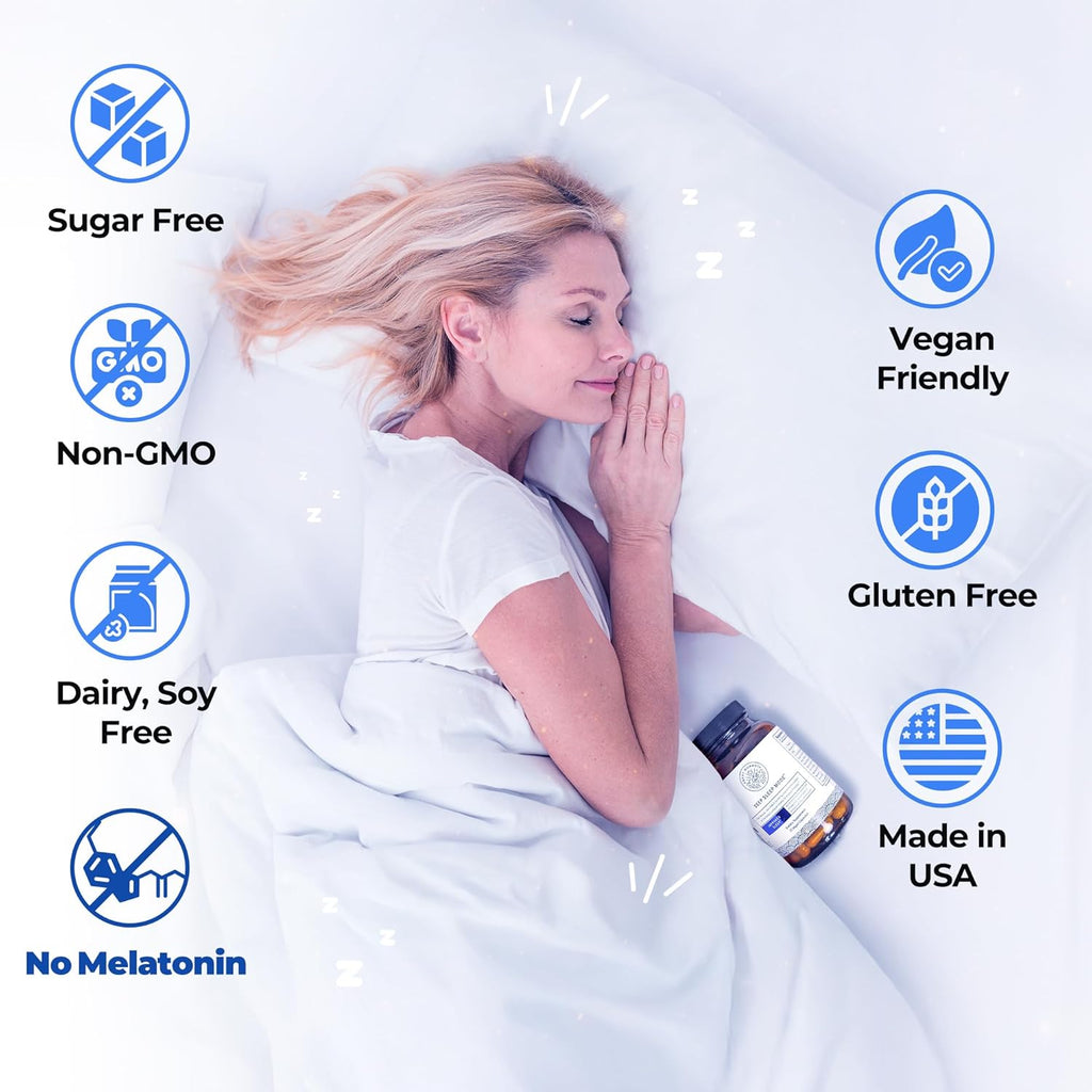Happy Mammoth Deep Sleep Mode. Get A Perfect 7-9 Hours Sleep. Melatonin Free, Improves Sleep, Deeper Sleep, Less Waking Up. 3-in-1 Non-Habit-Forming Formula Calms The Nervous System for Better Sleep.