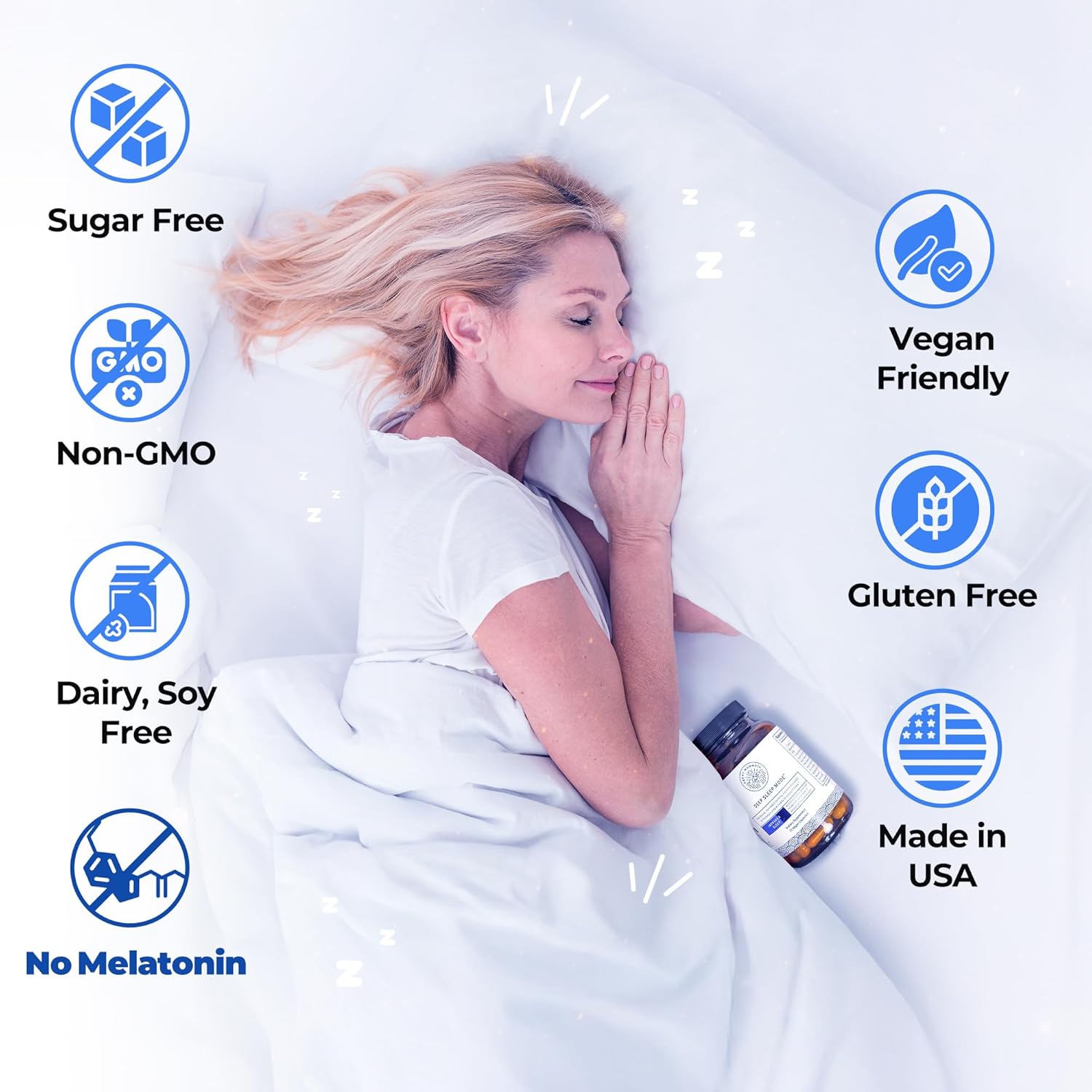 Happy Mammoth Deep Sleep Mode. Get A Perfect 7-9 Hours Sleep. Melatonin Free, Improves Sleep, Deeper Sleep, Less Waking Up. 3-in-1 Non-Habit-Forming Formula Calms The Nervous System for Better Sleep.