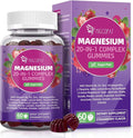 Magnesium Complex Gummies, 20 in 1 Magnesium Gummy with Glycinate Citrate Malate Taurate - Ashwagandha, L-Theanine, D3&Zinc for Relaxation, Sleep, Muscle&Heart Support, Strawberry, 60 Cts