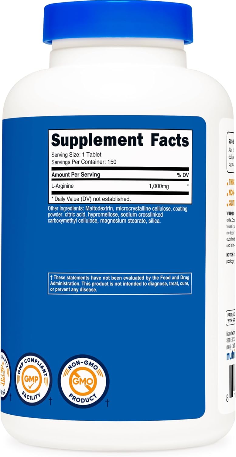 Nutricost L-Arginine 1000mg, Amino Acid Tablets (150 Tablets)