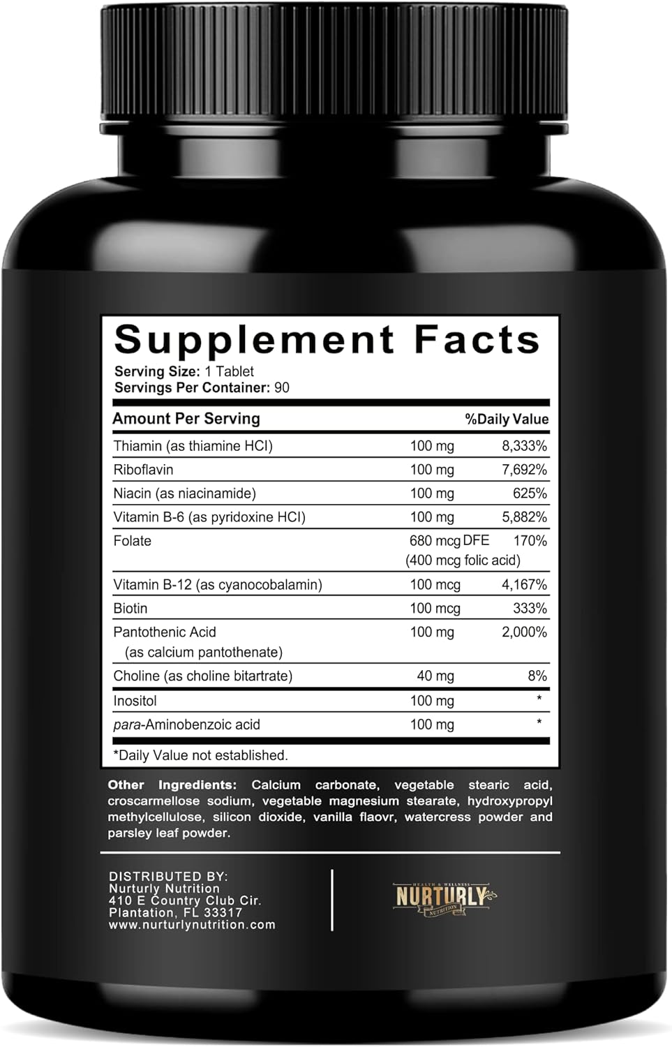 Vitamin B Complex - Contains All Essential B Vitamins - B1, B2, B3, B5, B6, B7, B9, B12 and Biotin - Super B Complex Vitamins for Energy, Immunity and Mood Support - 90 Tablets