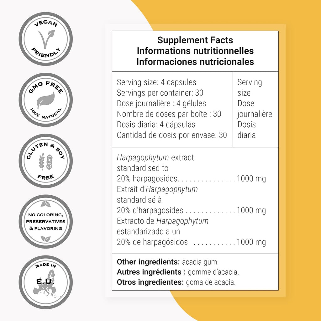 Supersmart - Super Harpagophytum 1000mg per Day (High Strength) - Devil's Claw Herbal Supplement | Non-GMO & Gluten Free - 120 Vegetarian Capsules