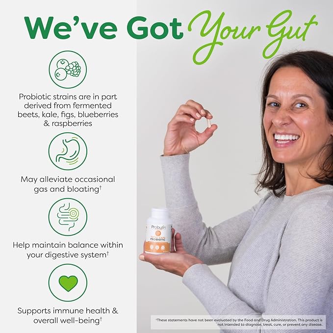 Probulin Total Care Probiotic Supplement, Daily Gut, Digestive, and Immune Health Probiotics Capsules for Men and Women, 20 Billion CFU, Vegan, 30 Count Bottle