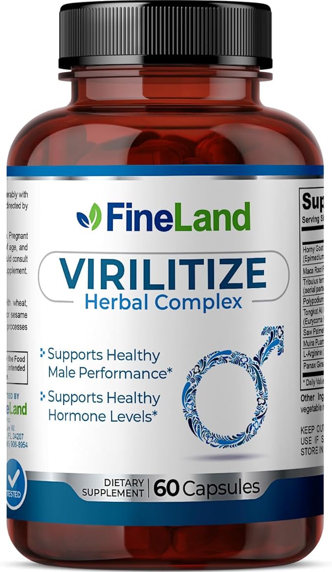 FineLand Virilitize, with Maca Root, Ajuga Turkestanica, and Fadogia Agrestis, Supports Healthy Male Performance and Energy, 60 Capsules, 30-Day Supply