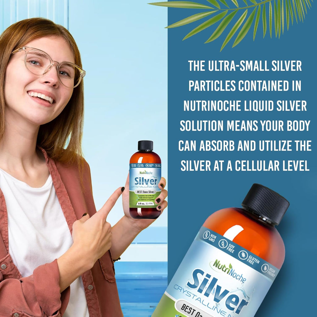 Nutrinoche Ultra Pure Colloidal Silver Spray - Excellent Daily Immune Support - Organic 99.99% Nano Particles - Ultra Pure Silver Hydrosol - 2 Ounces - 30 ppm