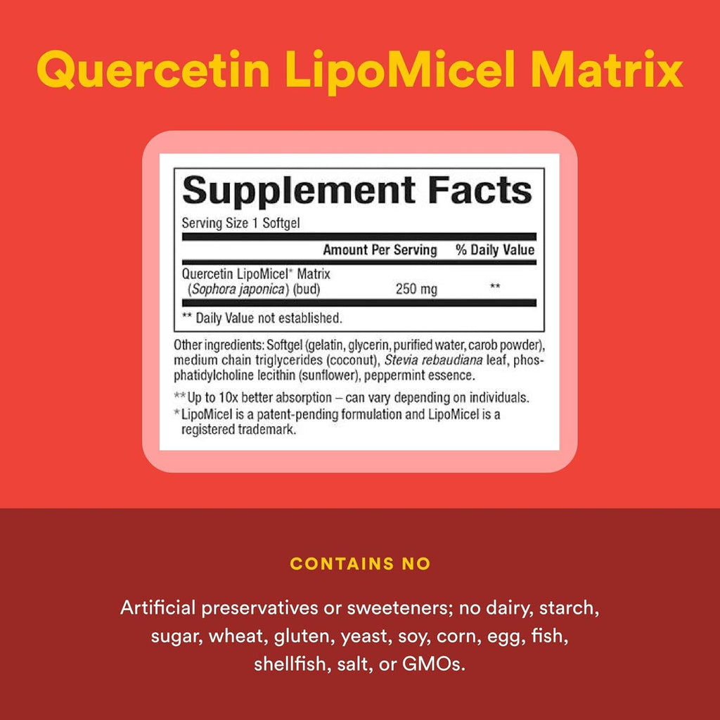 Natural Factors, Quercetin LipoMicel Matrix for Superior Absorption,Gel, 60 Count
