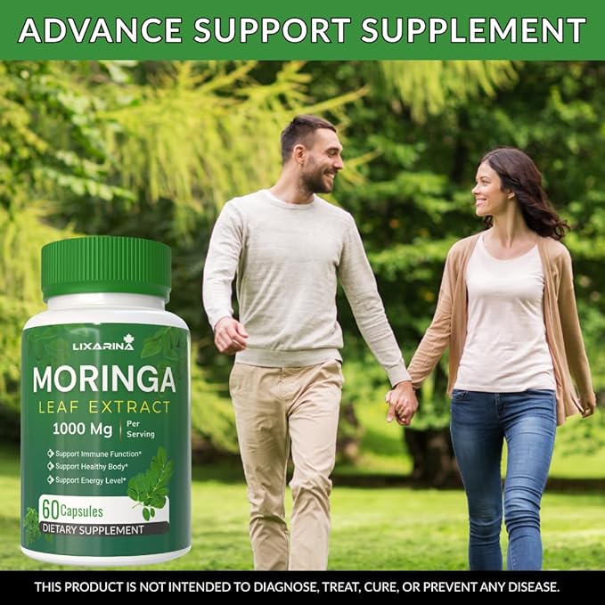 Moringa Capsules | Moringa Powder Organic | Moringa Supplement | Moringa Leaf Extract Powder | 1000MG Complete Green Superfood 60 Count (Pack-5)