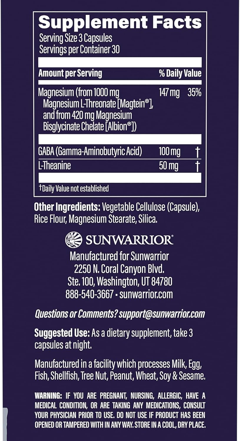 Magnesium Supplement L-Theanine Capsules Mood, Sleep & Stress Support with Magnesium Bisglycinate, L-Theanine & GABA Promotes Relaxation, Sleep Quality & Mental Clarity Vegan & Non-Drowsy 90 Capsules