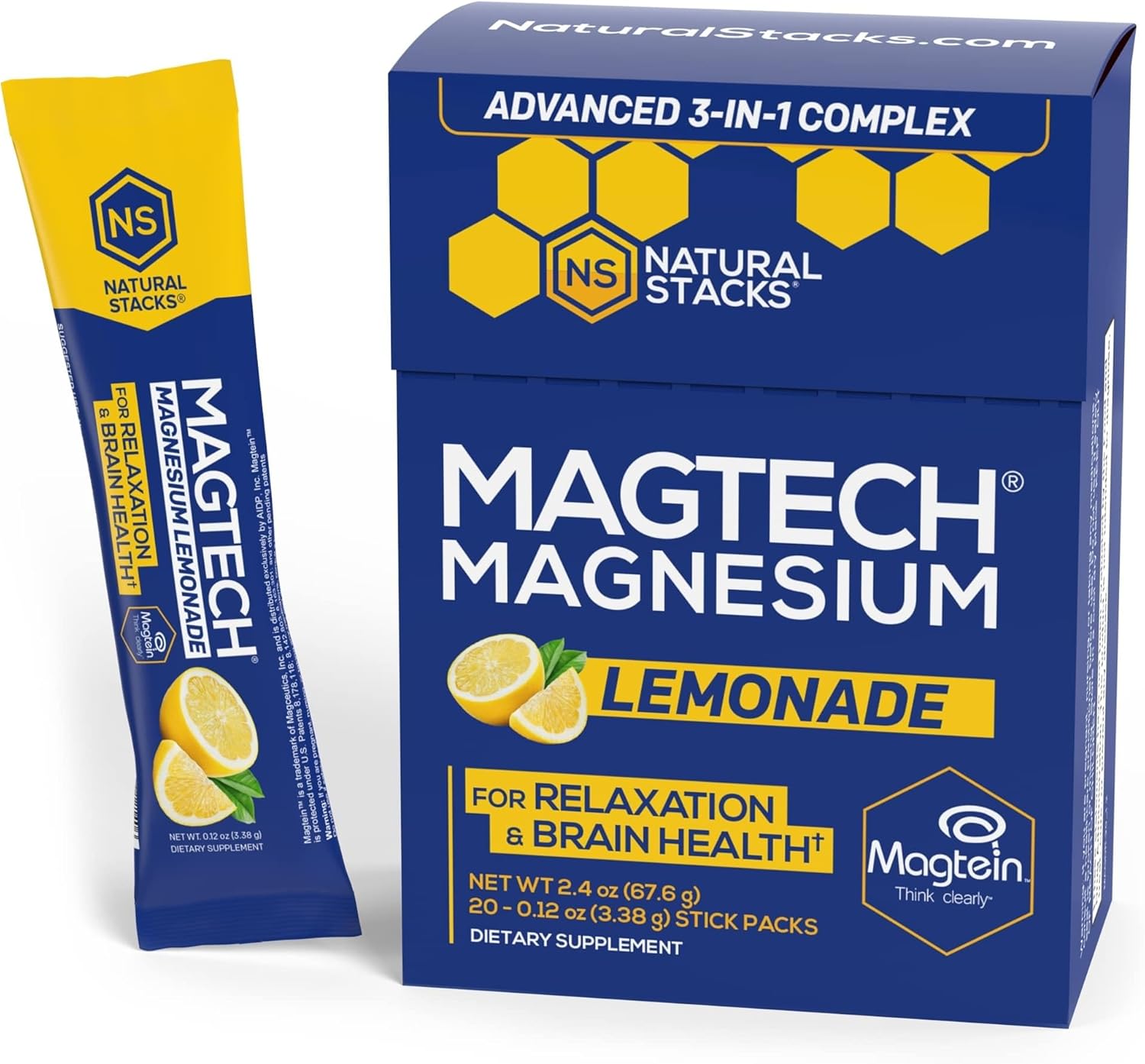NATURAL STACKS Magtech Magnesium Drink Mix + APIGENIN+ Supplement Bundle - Supports Relaxation, Brain Health & Sleep* - 80 Servings
