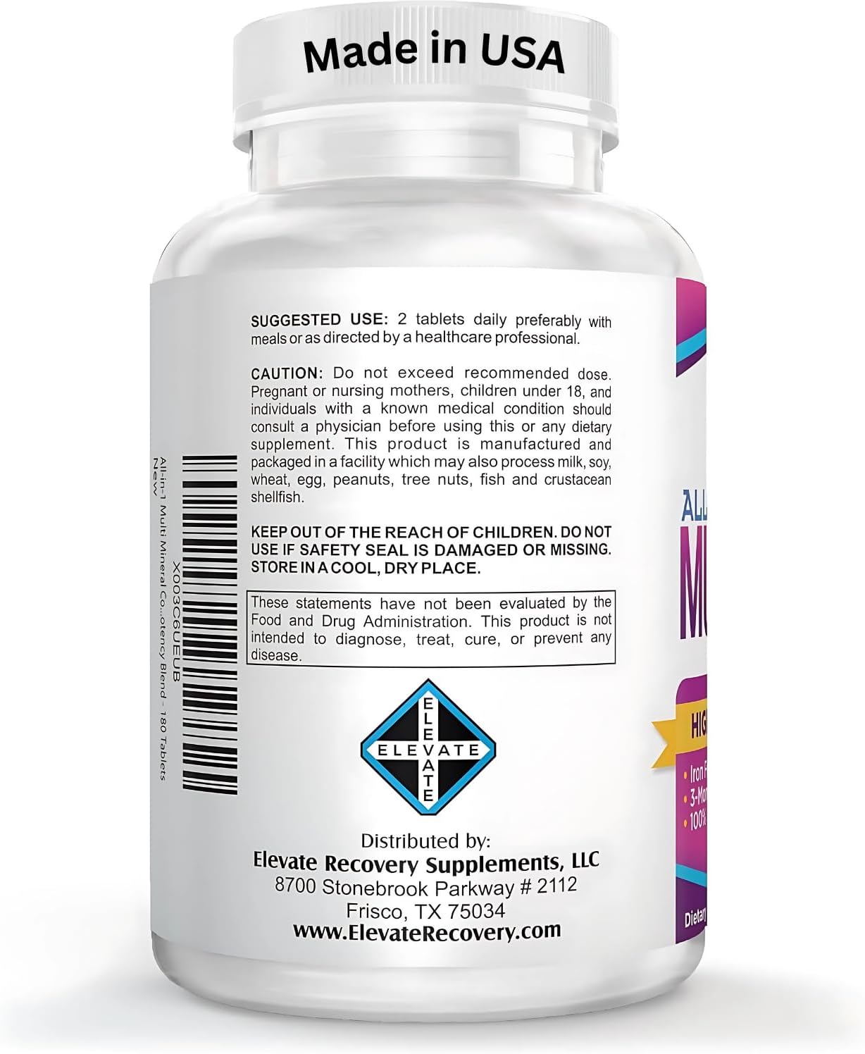 All-in-1 Multimineral Supplement Blend (Iron Free Formula) Multiminerals | Trace Minerals | High-Potency Multi Mineral Supplements | Mineral Complex | 90-Day Bulk Supply | 180 Tablets