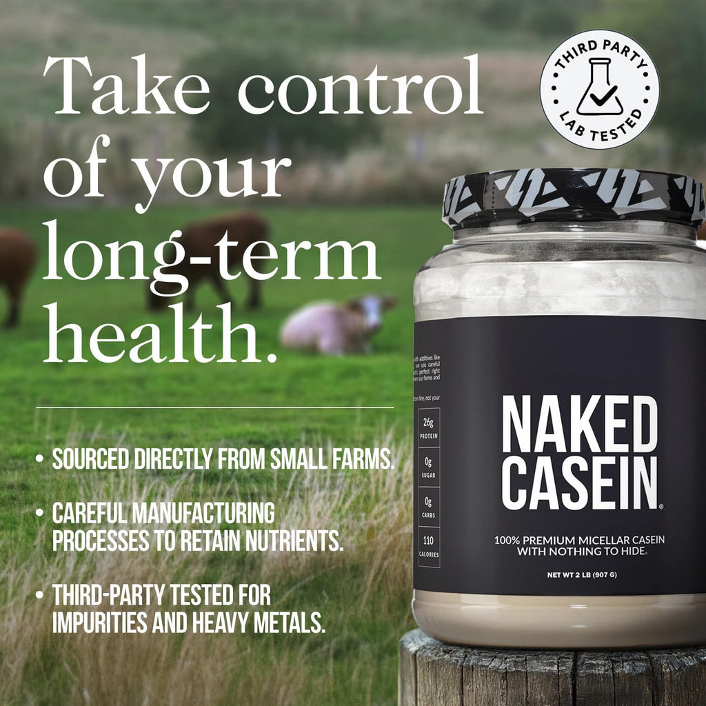 NAKED Casein - Vanilla Micellar Casein Protein - 5 Pound Bulk, GMO-Free, Gluten-Free, Soy-Free, Preservative-Free - Stimulate Muscle Growth - Enhance Recovery - 61 Servings