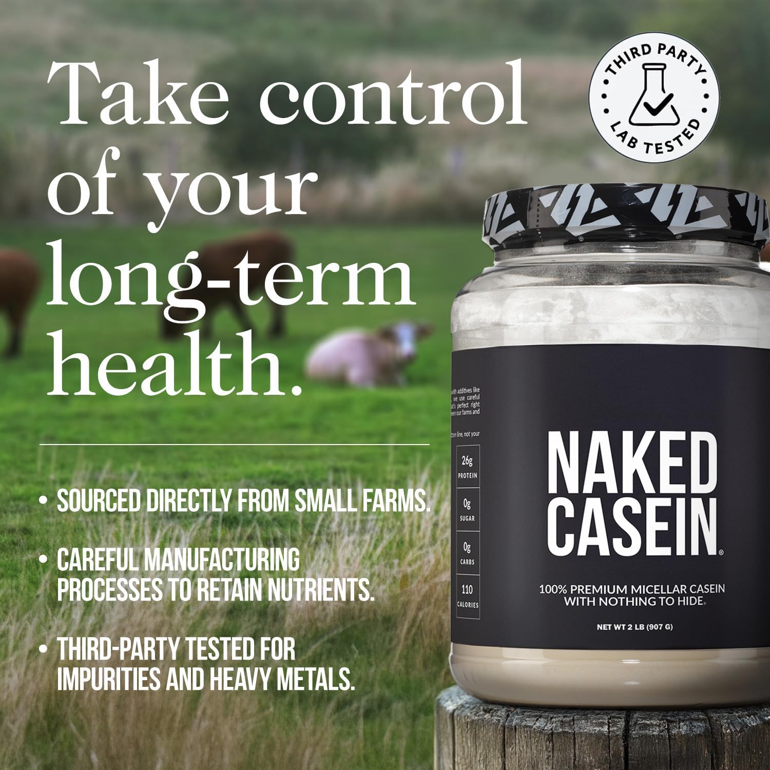 NAKED Casein - 2Lb Micellar Casein Protein - Bulk, GMO-Free, Gluten Free, Soy Free, Preservative Free - Stimulate Muscle Growth - Enhance Recovery - 30 Servings