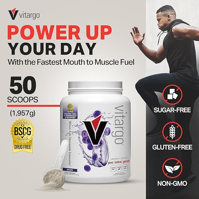 Vitargo Carbohydrate Powder | Feed Muscle Glycogen 2X Faster | 4.4 LB Grape Pre Workout & Post Workout Recovery Powder | Carb Supplement for Recovery, Endurance
