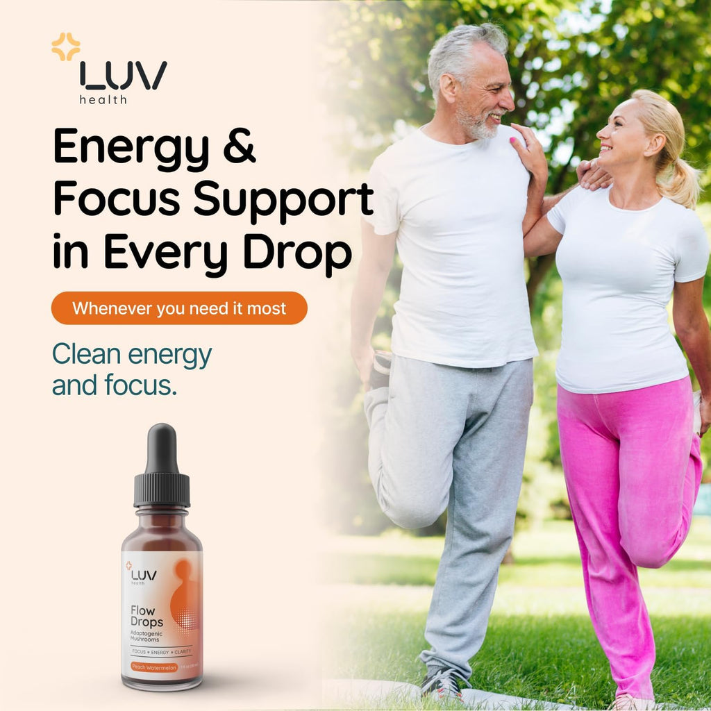 Flow Drops® – Energy Supplement for Focus, Mental Clarity & Immune Support - Adaptogenic Mushrooms with Lion’s Mane, Cordyceps, Reishi, Chaga & Turkey Tail – Vegan, Made in USA 60 Servings