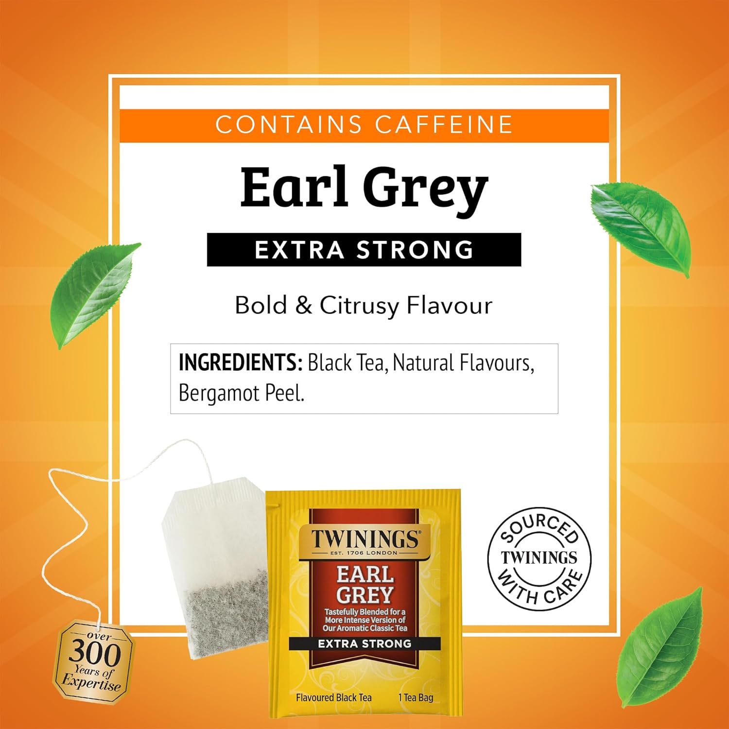Twinings Earl Grey Extra Strong Black Tea Individually Wrapped Bags, 20 Count (Pack of 1), Flavoured with Citrus and Bergamot, Caffeinated, Enjoy Hot or Iced, 20 Teabags