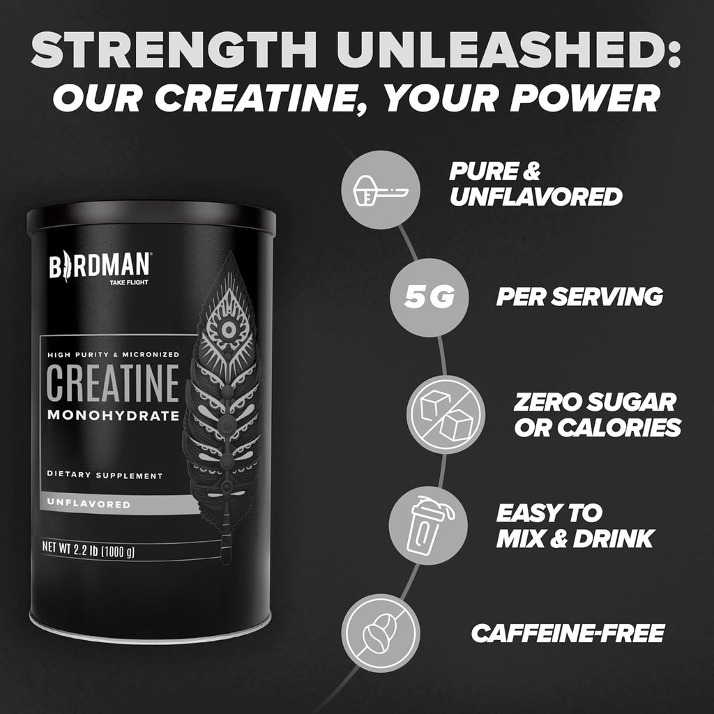 Micronized Creatine Monohydrate Powder, Muscle Recovery, Caffeine Free, Creatine Pre Workout, Vegan, Post Workout, Gluten Free, Sugar Free | 200 Servings (5 Grams Each) | 2.2lb.