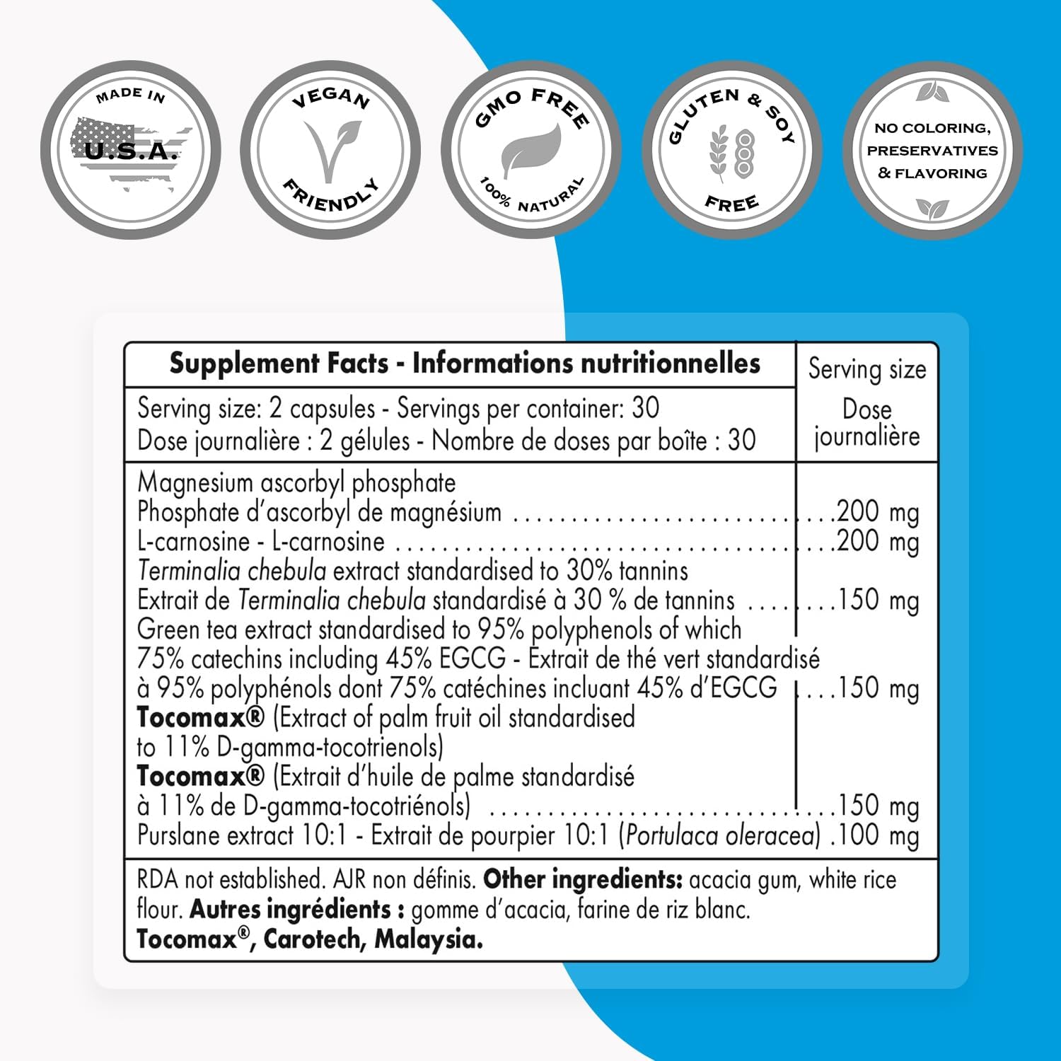 Supersmart - Telomeres Maintenance Formula (High Potency) - with Polyphenols, Catechins, EGCG, D-Gamma-Tocotrienols - Telomeres Supplement | Non-GMO & Gluten Free - 60 Vegetarian Capsules