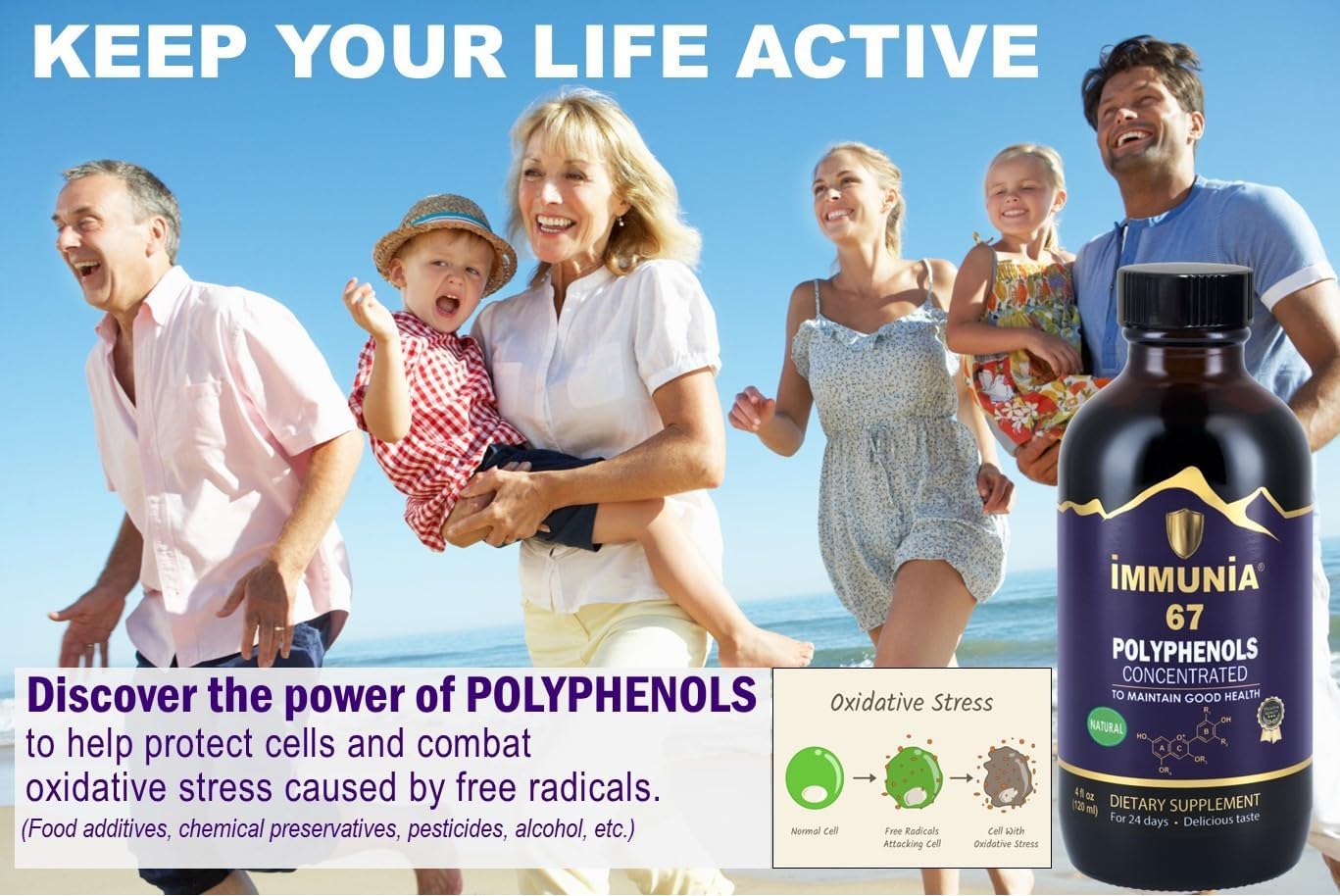 Immunia 67 Polyphenols - Elderberry Concentrate & Antioxidant Fruits. Premium Antioxidant Supplement with 67 Polyphenols (Anthocyanins, Quercetin, Resveratrol, etc.) 24-Day Supply per Bottle (3-Pack)