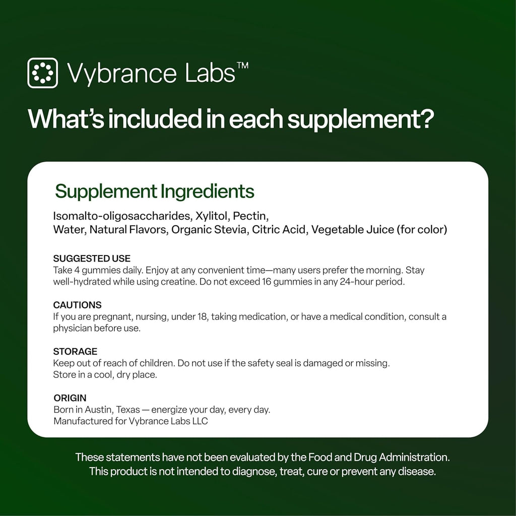 Creatine Gummies 5g Creatine Creapure + Taurine & B12 - Sugar-Free, Vegan, Gluten-Free - Green Apple - 120 Count (30 Servings) for Strength, Energy & Focus