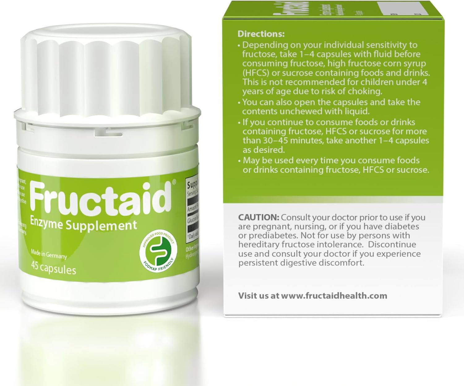 Enzyme Supplement - 45 Capsules, so That You can Enjoy Fruits, Fruit Juices, Soft Drinks, and Sweets Again, Dietary Supplement, Gluten-Free, Lactose-Free