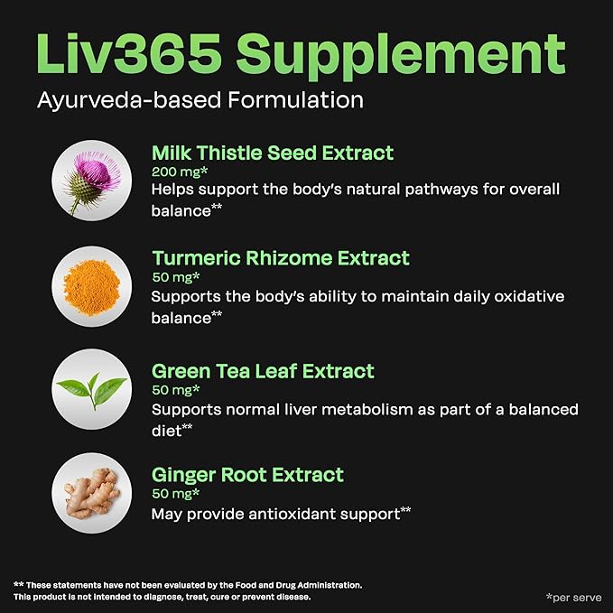 Auric Liv365 Liver Detox Supplement 60 Tablets | Lemon Flavour Advanced Herbal Formula for Liver Health, Detox & Cleansing